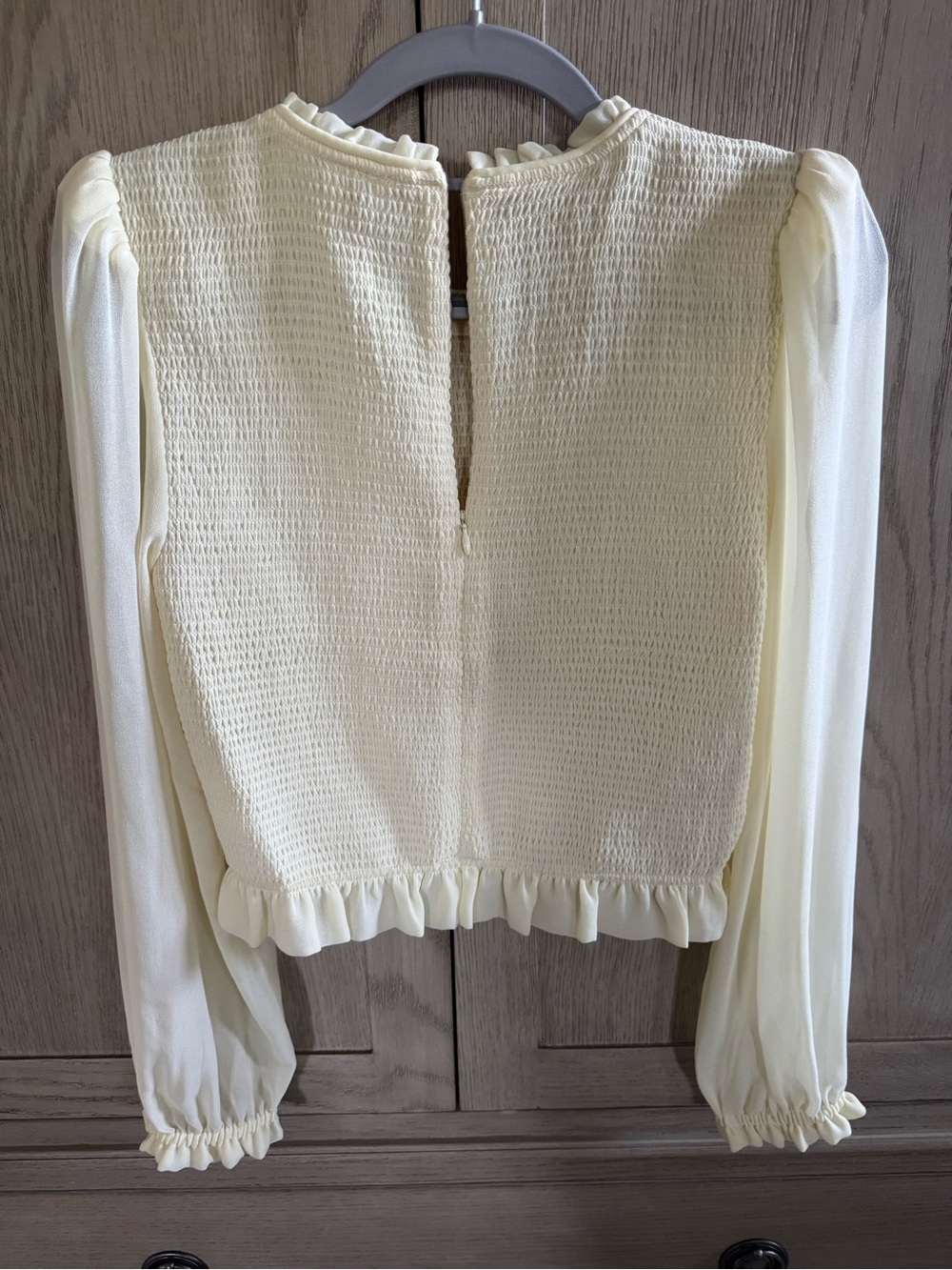 Women's Pale Yellow Ruffle Trim Long-Sleeve Top - Picture 2 of 2